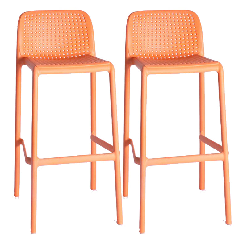 Modern Plastic Counter Stool Low Back Square Stool for Living Room
