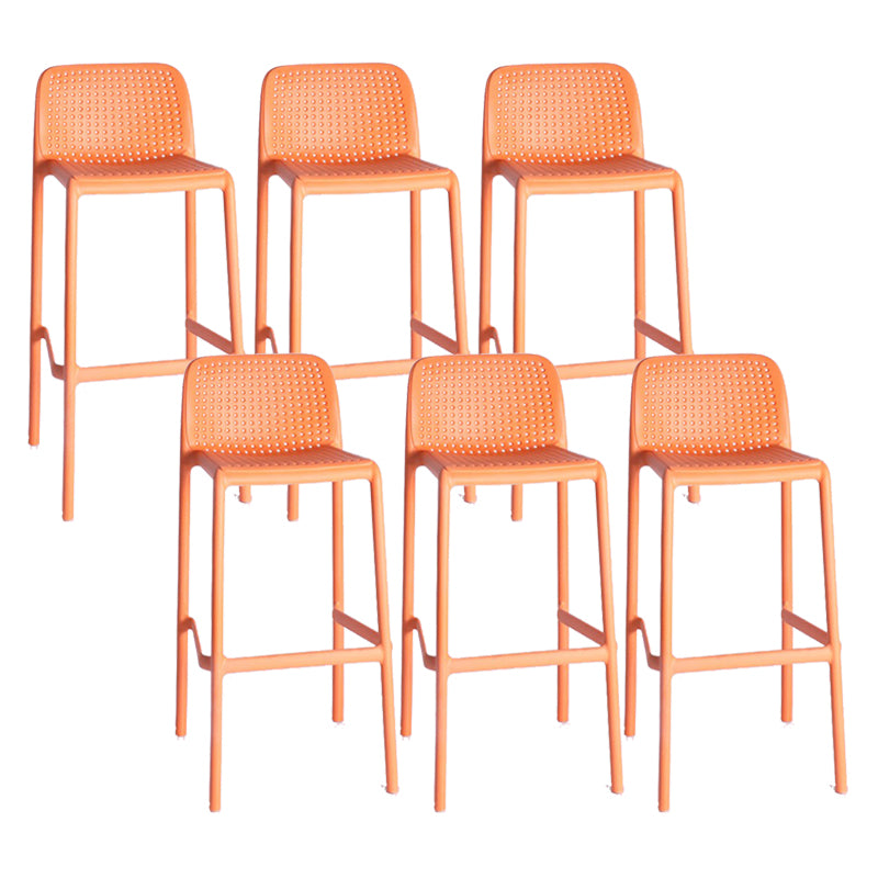 Modern Plastic Counter Stool Low Back Square Stool for Living Room