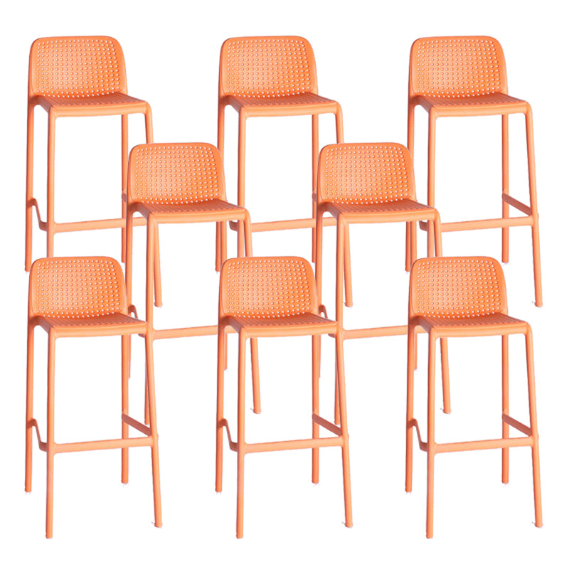 Modern Plastic Counter Stool Low Back Square Stool for Living Room