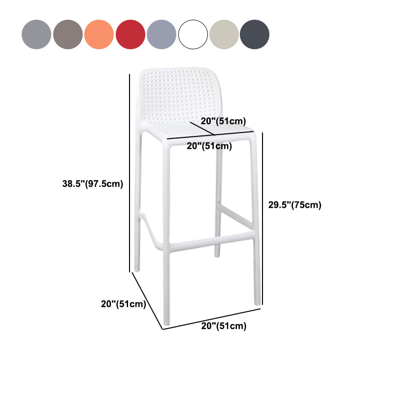 Modern Plastic Counter Stool Low Back Square Stool for Living Room