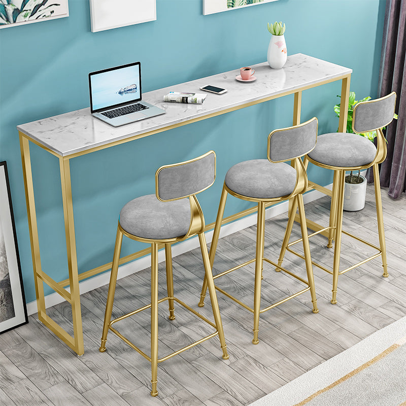 Indoor White Stone Table and Stool Set 1/2/4 Pieces Rectangle Glam Pub Table Set