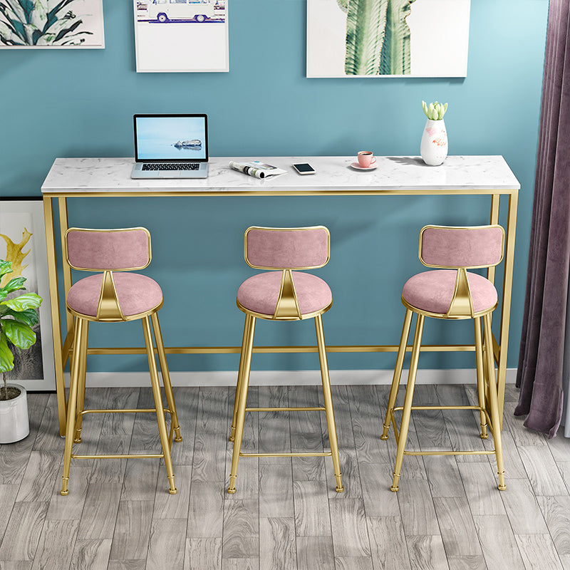 Indoor White Stone Table and Stool Set 1/2/4 Pieces Rectangle Glam Pub Table Set