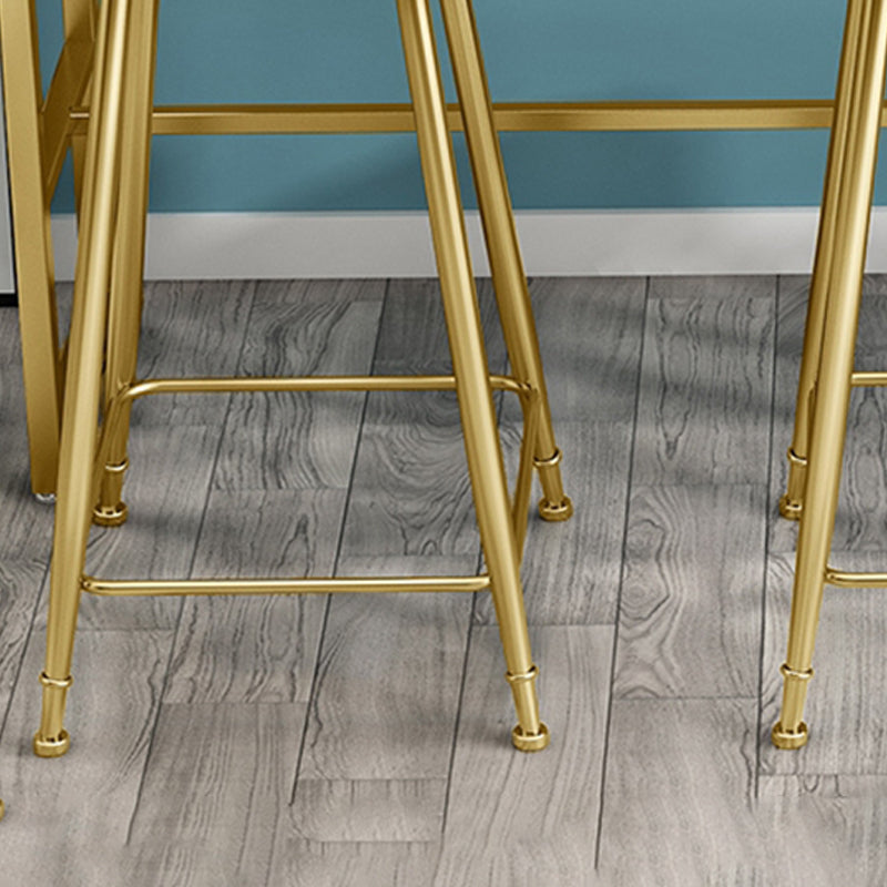 Indoor White Stone Table and Stool Set 1/2/4 Pieces Rectangle Glam Pub Table Set