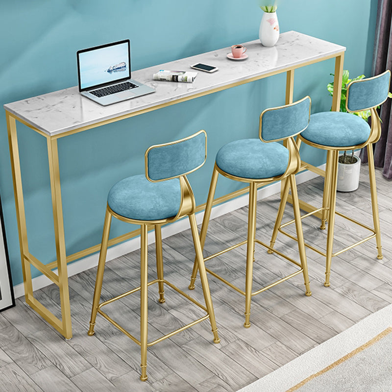 Indoor White Stone Table and Stool Set 1/2/4 Pieces Rectangle Glam Pub Table Set