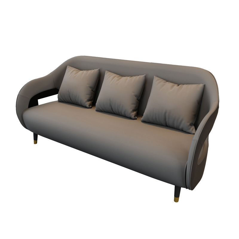 Tear Resistant Faux Leather Sofa Contemporary Sloped Arm Standard Sofa