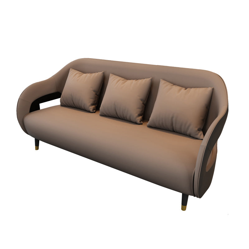 Tear Resistant Faux Leather Sofa Contemporary Sloped Arm Standard Sofa