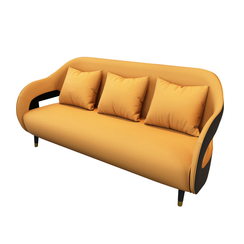 Tear Resistant Faux Leather Sofa Contemporary Sloped Arm Standard Sofa