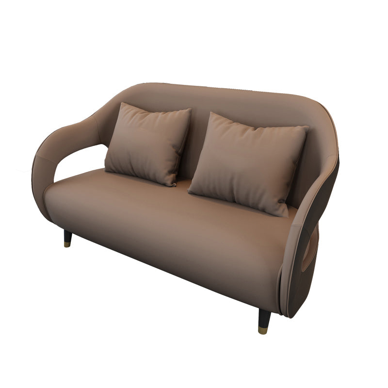 Tear Resistant Faux Leather Sofa Contemporary Sloped Arm Standard Sofa