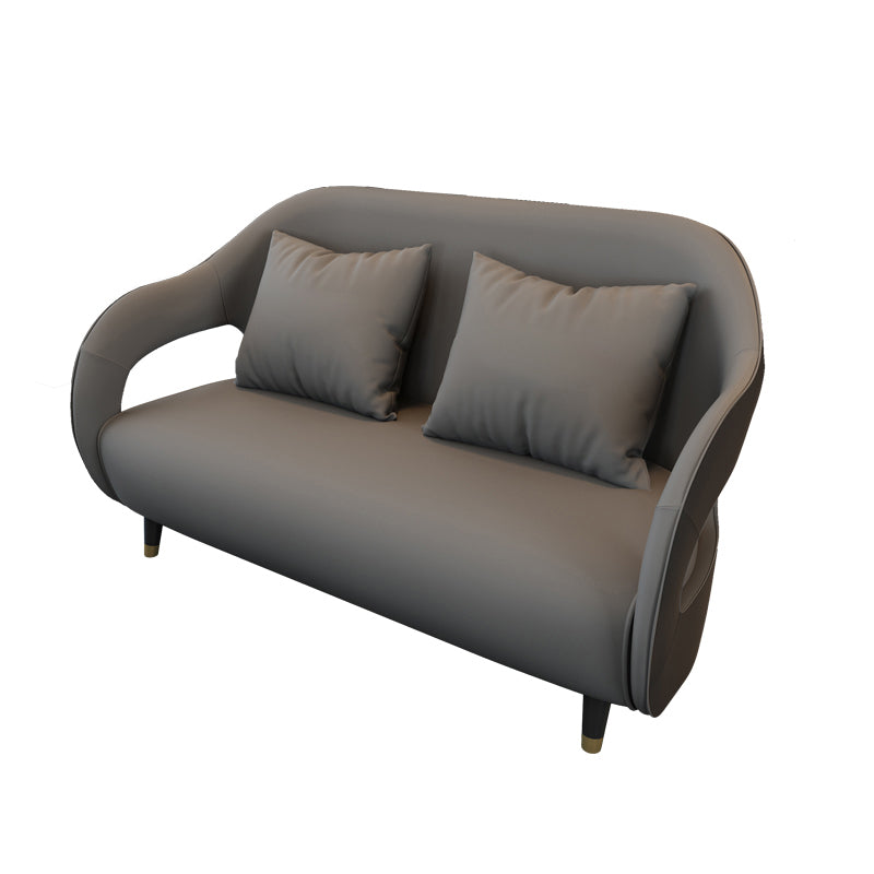 Tear Resistant Faux Leather Sofa Contemporary Sloped Arm Standard Sofa
