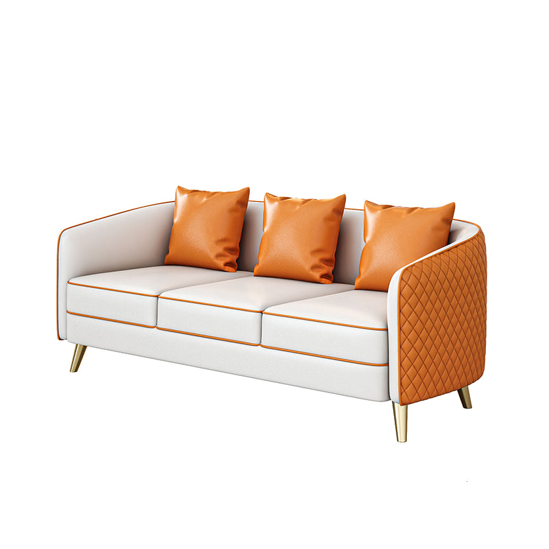 Faux Leather Contemporary Standard Sofa Sloped Arm Sofa for Living Room