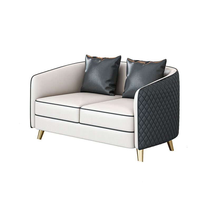 Faux Leather Contemporary Standard Sofa Sloped Arm Sofa for Living Room