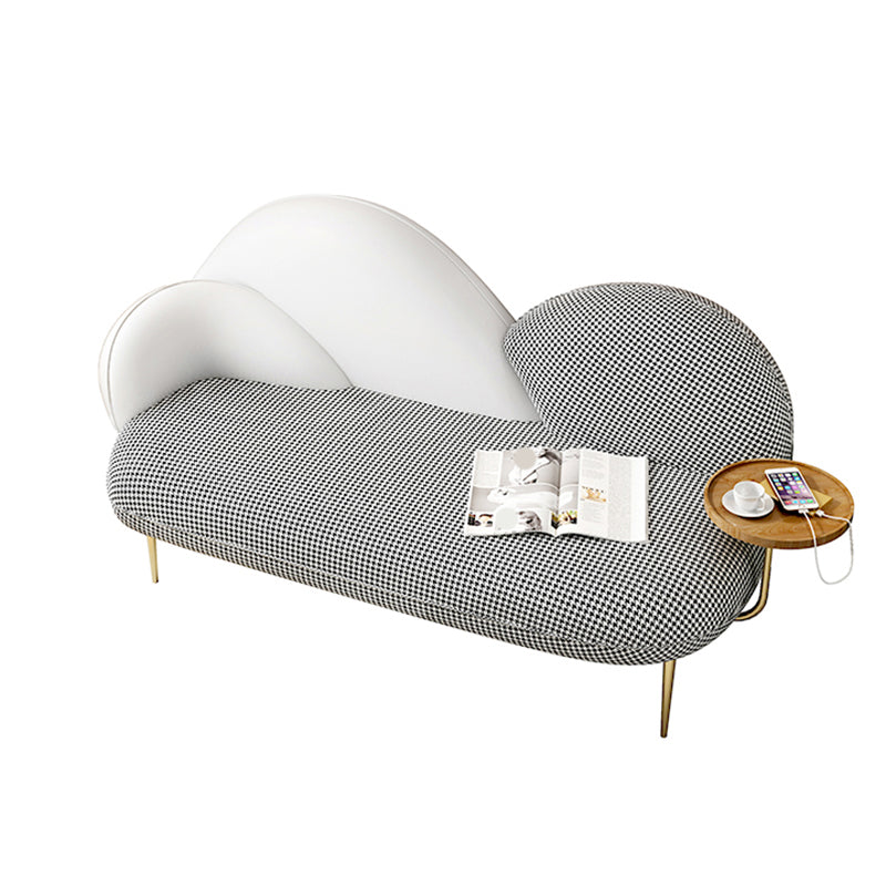 Contemporary Curved Sofa Moon Shape Sloped Arm Sofa with Storage Tray for Living Room