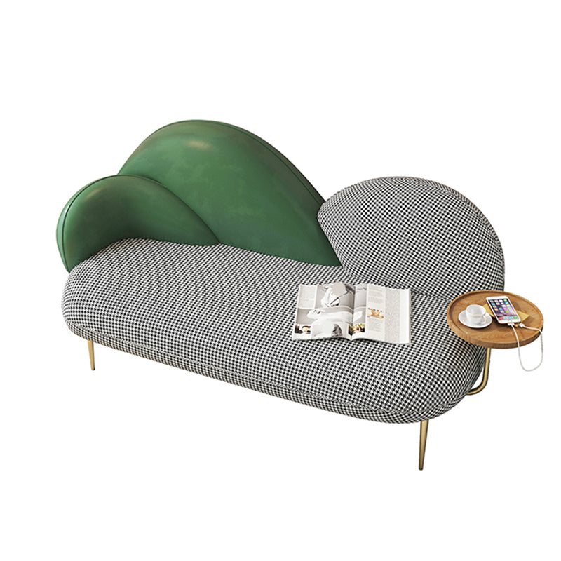 Contemporary Curved Sofa Moon Shape Sloped Arm Sofa with Storage Tray for Living Room
