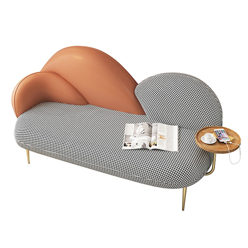 Contemporary Curved Sofa Moon Shape Sloped Arm Sofa with Storage Tray for Living Room