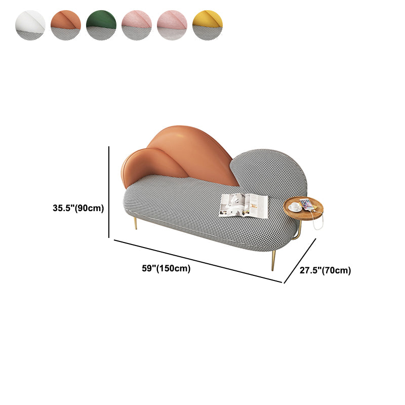 Contemporary Curved Sofa Moon Shape Sloped Arm Sofa with Storage Tray for Living Room