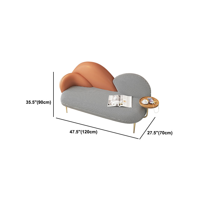 Contemporary Curved Sofa Moon Shape Sloped Arm Sofa with Storage Tray for Living Room
