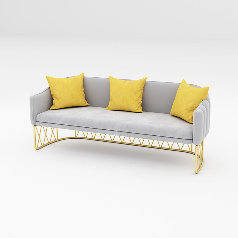 Velvet Contemporary Standard Sofa Sloped Arm Sofa for Living Room, Apartment