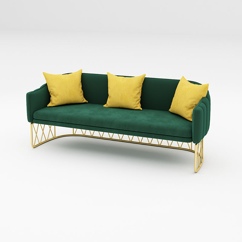 Velvet Contemporary Standard Sofa Sloped Arm Sofa for Living Room, Apartment