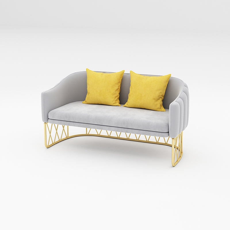 Velvet Contemporary Standard Sofa Sloped Arm Sofa for Living Room, Apartment