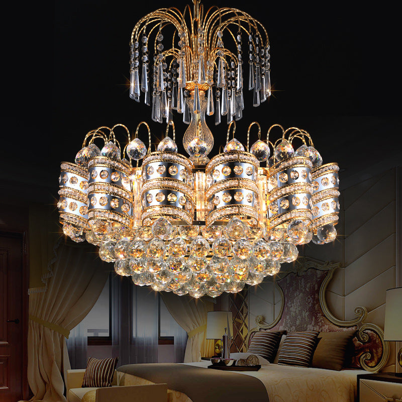 Crystal Dome Plafond Light Modern 10 lumières Gold Chandelier luminaire pour chambre à coucher