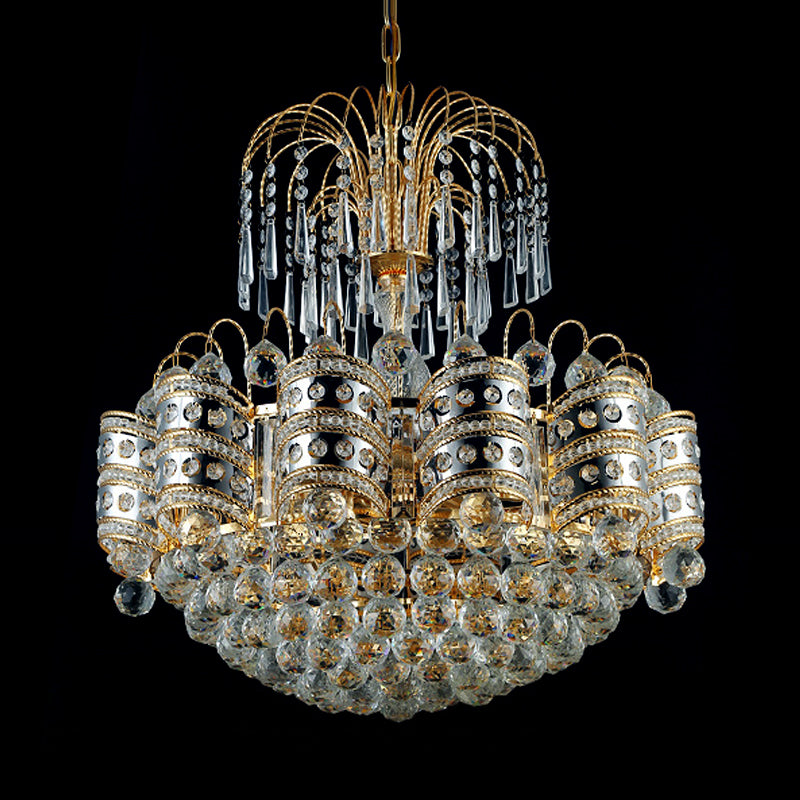 Crystal Dome Plafond Light Modern 10 lumières Gold Chandelier luminaire pour chambre à coucher