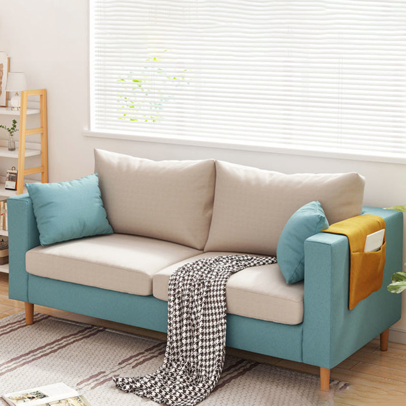 Modern Cushions Standard Square Arm Living Room Linen Stationary Sofa