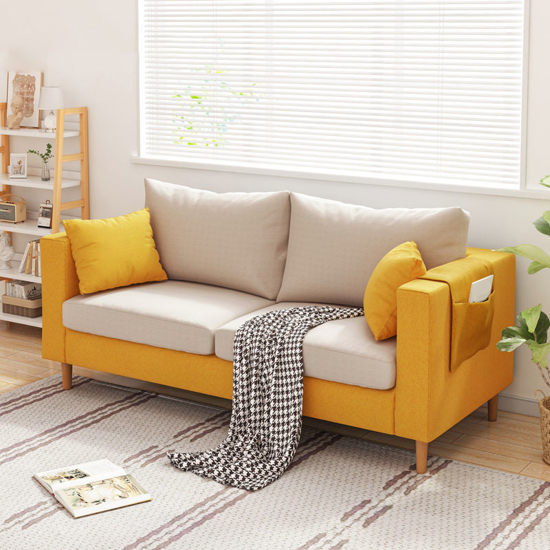 Modern Cushions Standard Square Arm Living Room Linen Stationary Sofa