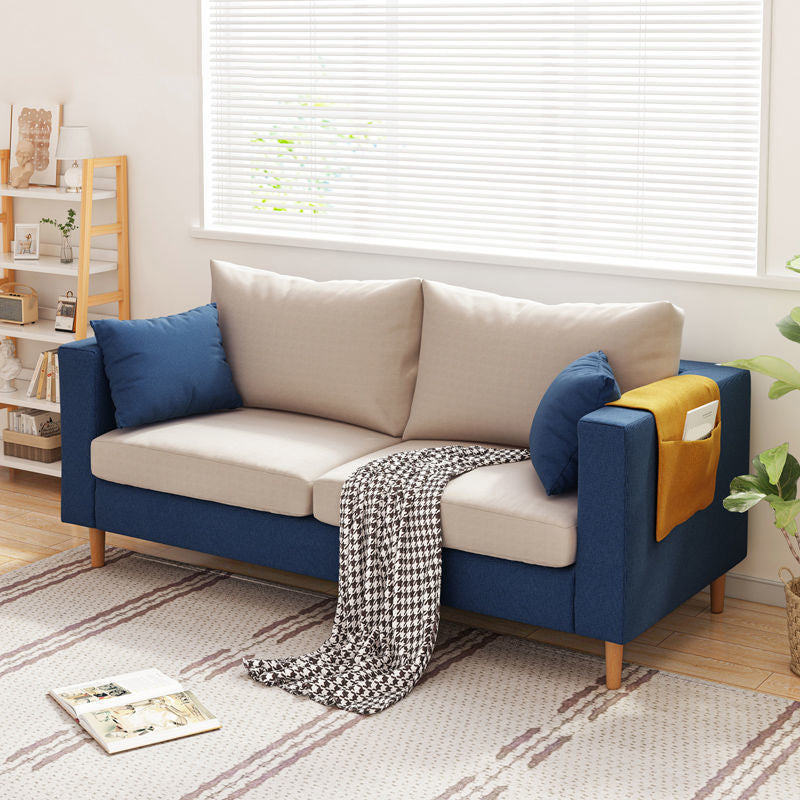 Modern Cushions Standard Square Arm Living Room Linen Stationary Sofa