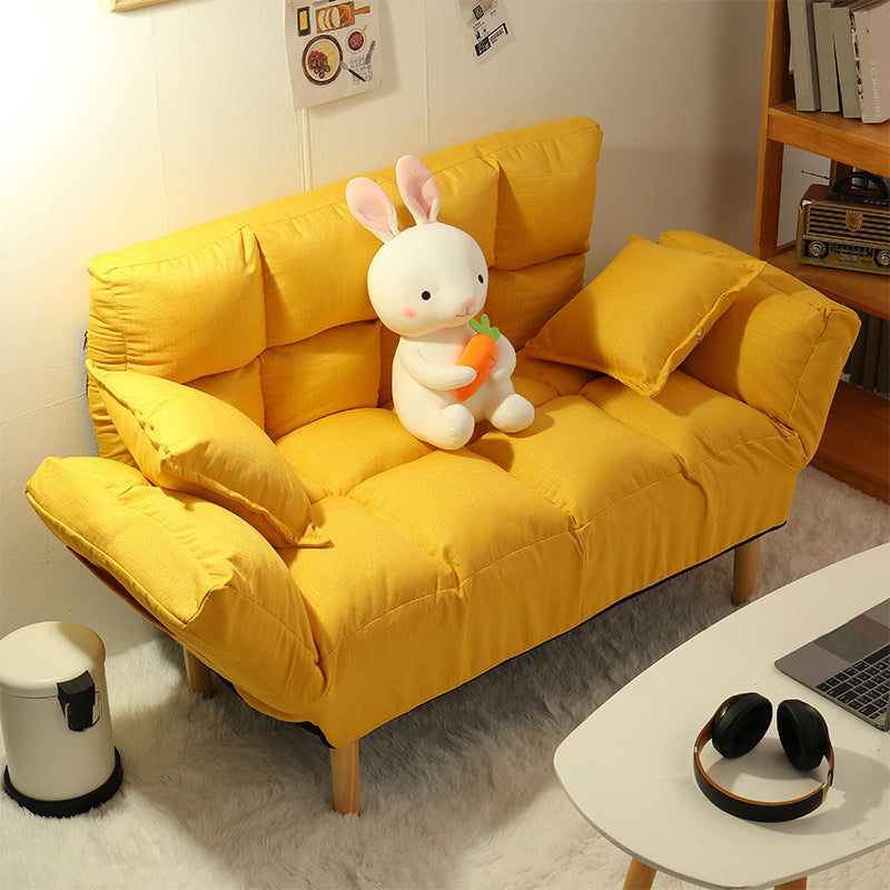 Modern Biscuit Back Reclining Square Arm Linen Stationary Sofa