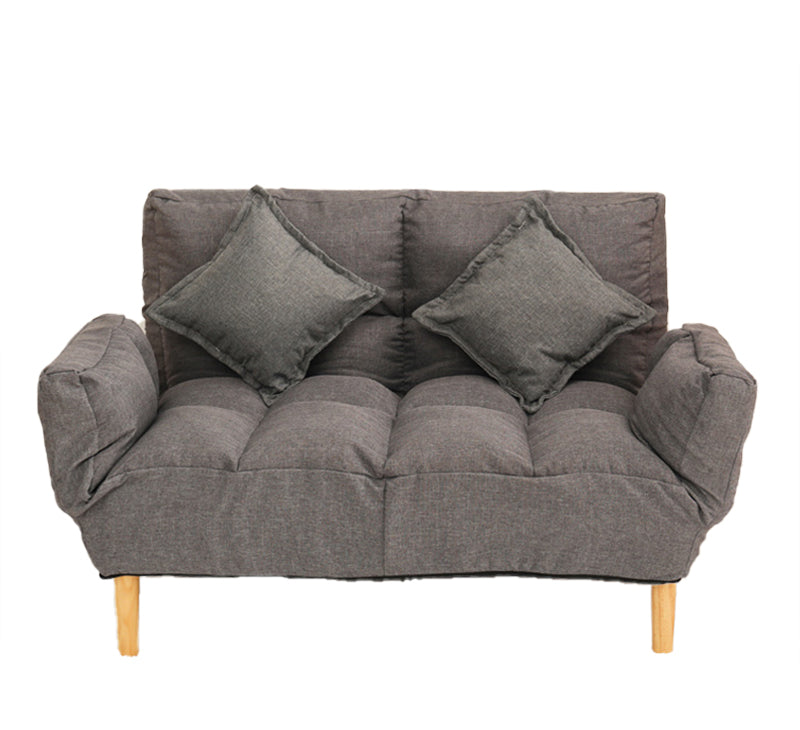 Modern Biscuit Back Reclining Square Arm Linen Stationary Sofa