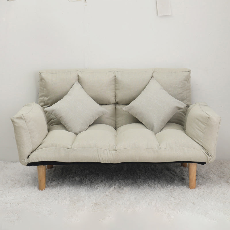 Modern Biscuit Back Reclining Square Arm Linen Stationary Sofa