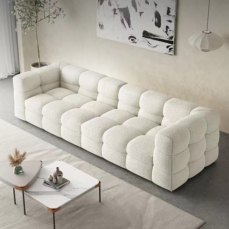 Modern Style Sofa Bed Velvet Material Square Form Armrest Tufted Back Sofa