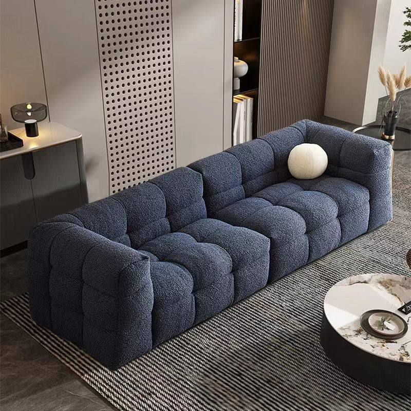 Modern Style Sofa Bed Velvet Material Square Form Armrest Tufted Back Sofa