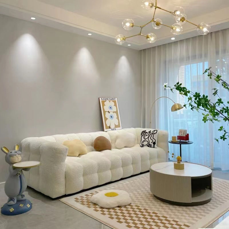 Modern Style Sofa Bed Velvet Material Square Form Armrest Tufted Back Sofa