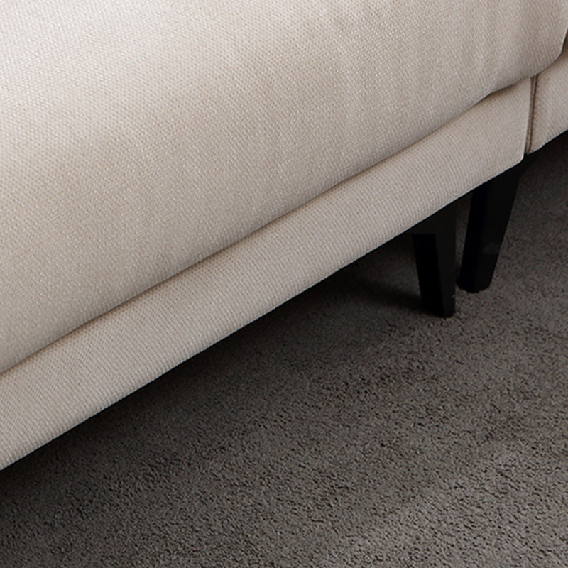 Ivory 4-seat Square Arm Sectional Scandinavian Fabric Sofa & Chaise