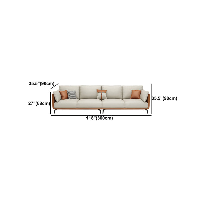 Square Arm Sectional Stain Resistant Sofa Chaise Beige Faux Leather