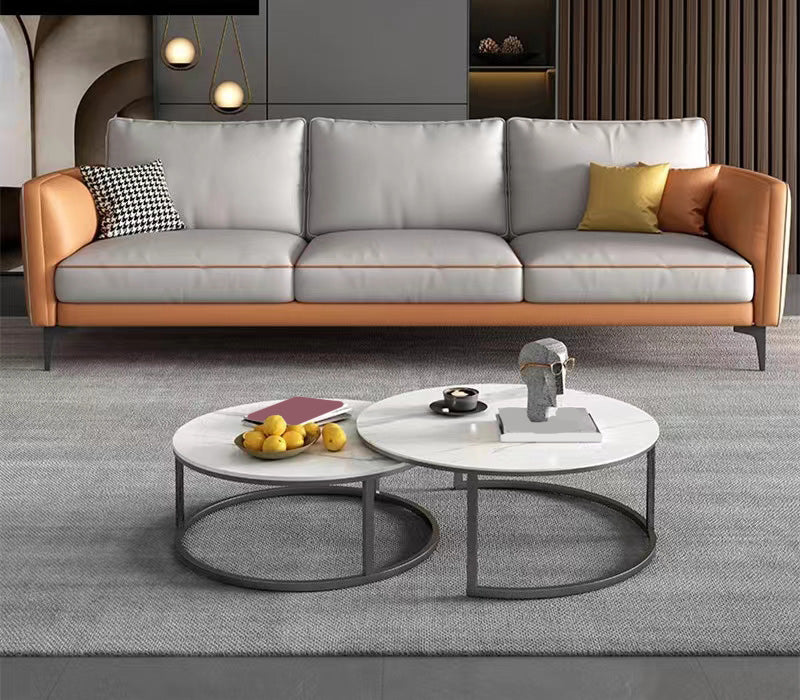 Light-grey Faux Leather Sofa/Sectional Stain-Resistant Square Arm Sofa