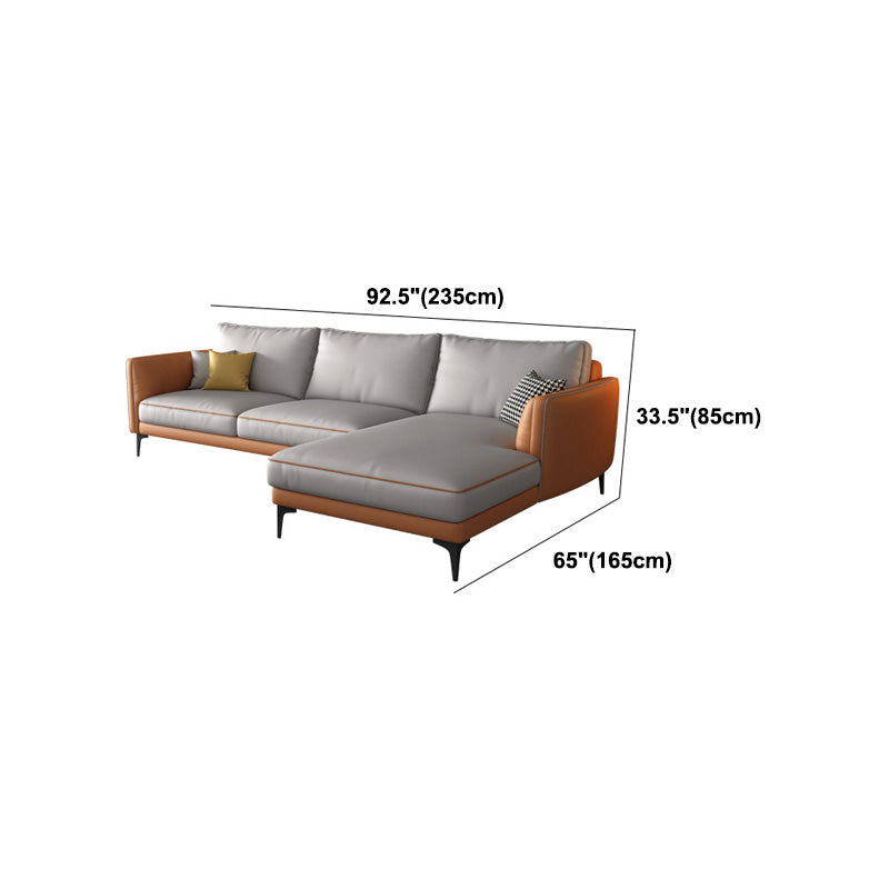 Light-grey Faux Leather Sofa/Sectional Stain-Resistant Square Arm Sofa