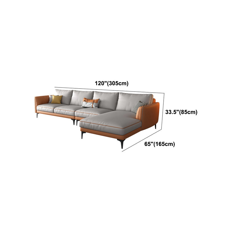 Light-grey Faux Leather Sofa/Sectional Stain-Resistant Square Arm Sofa