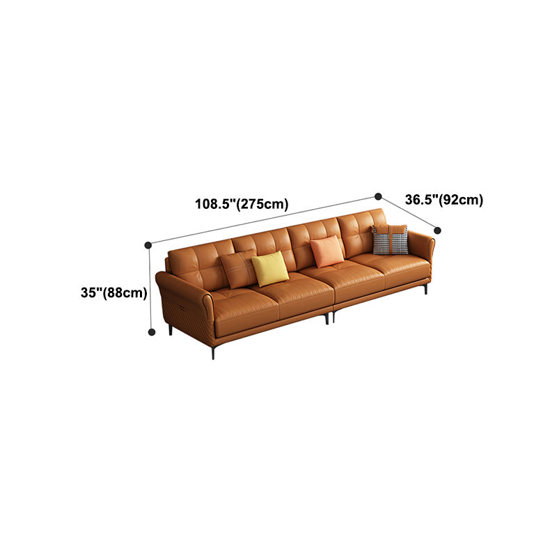 Contemporary Stain-Resistant Square Arm Stationary Cushion Back Sofa