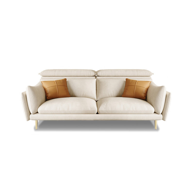 Cream Faux Leather Sofa/Sectional with Storage Bag Adjustable Sofa for Living Room