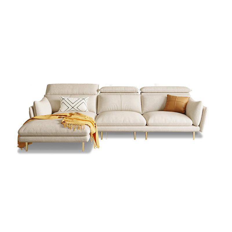 Cream Faux Leather Sofa/Sectional with Storage Bag Adjustable Sofa for Living Room
