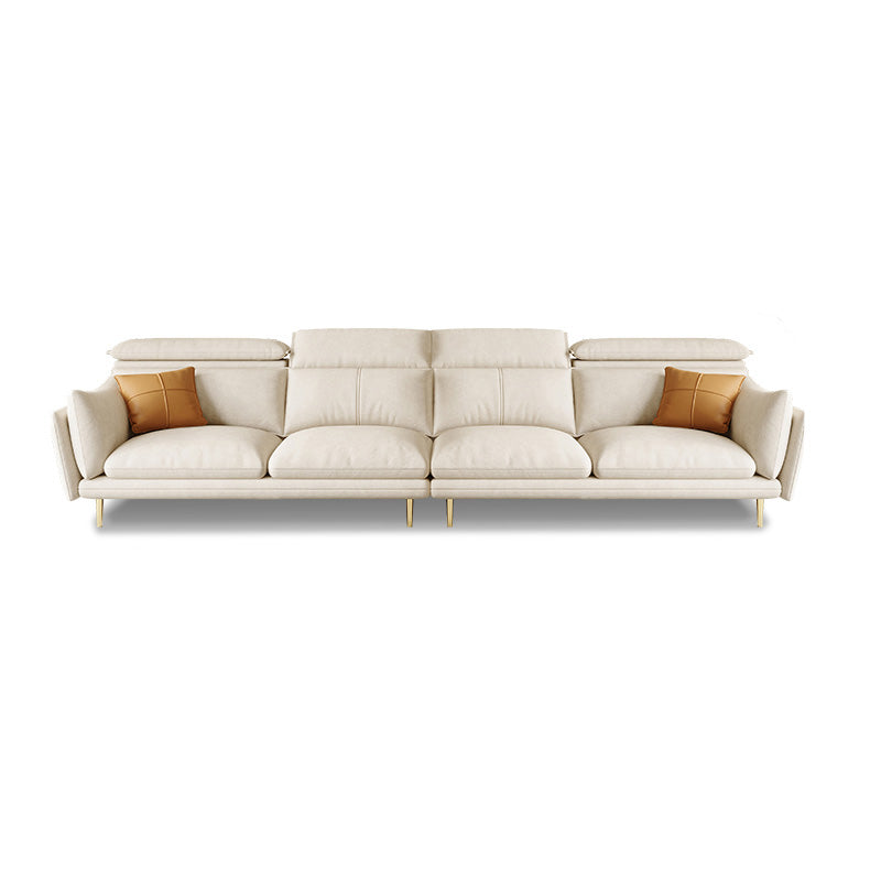 Cream Faux Leather Sofa/Sectional with Storage Bag Adjustable Sofa for Living Room