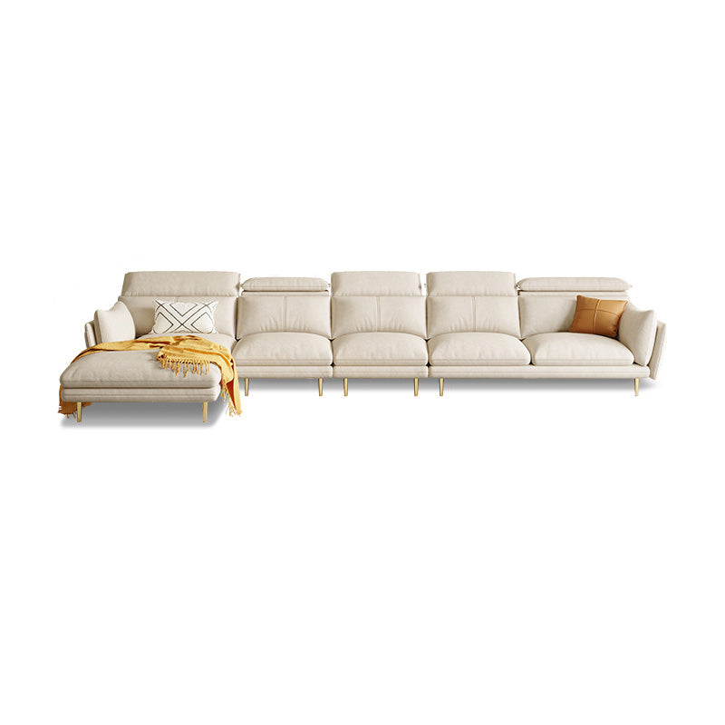 Cream Faux Leather Sofa/Sectional with Storage Bag Adjustable Sofa for Living Room