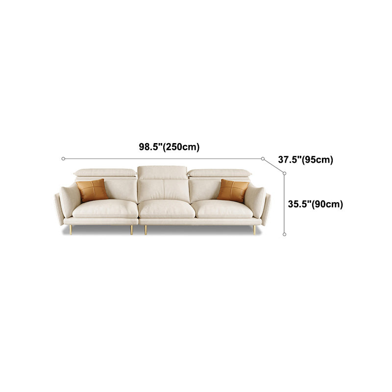 Cream Faux Leather Sofa/Sectional with Storage Bag Adjustable Sofa for Living Room