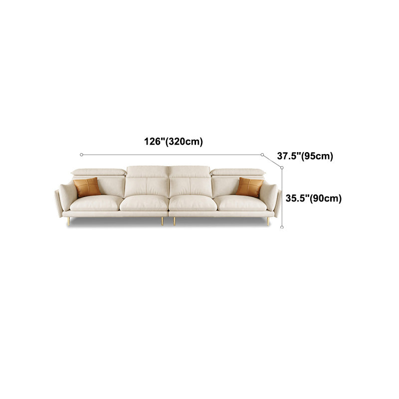 Cream Faux Leather Sofa/Sectional with Storage Bag Adjustable Sofa for Living Room