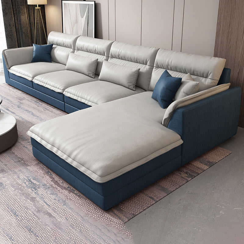 Modern Pillow Back Sectionals Faux Leather Pillow Top Arm Sectionals