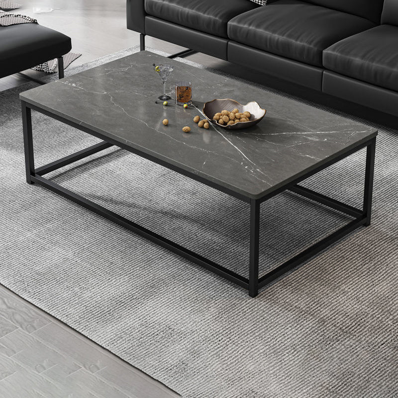 Trestle Type/frame Base Rectangular Slate Table Board Glam Style Coffee Table