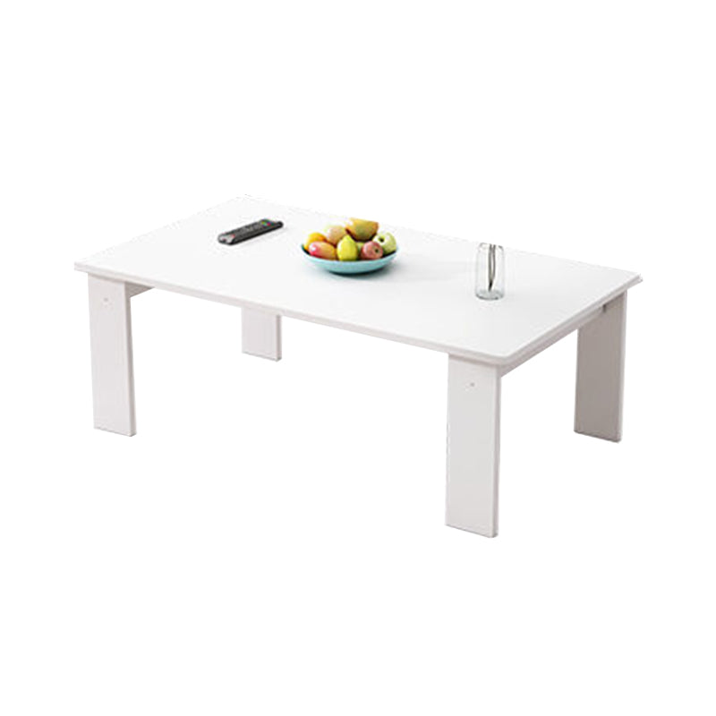 Modern Style Rectangular Wooden Table 4 Legs Base with Storage Rack Coffee Table