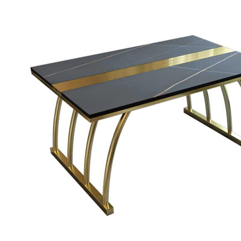 Glam 11.8" H Rectangle Slate Coffee Table Steel Sled Cocktail Table